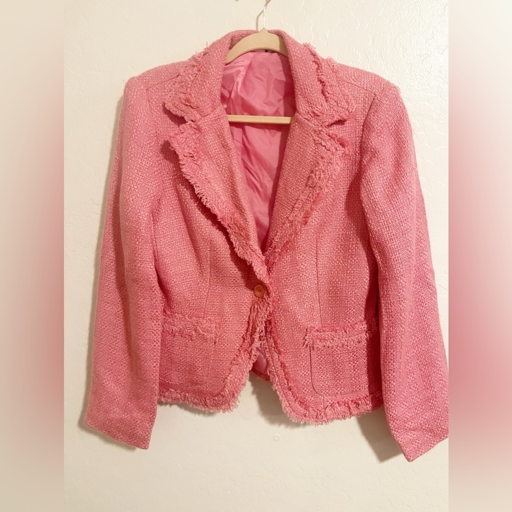 David Loren Pink Tweed Blazer Size M